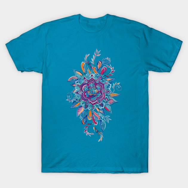 Deep Summer - Watercolor Floral Medallion T-Shirt by micklyn